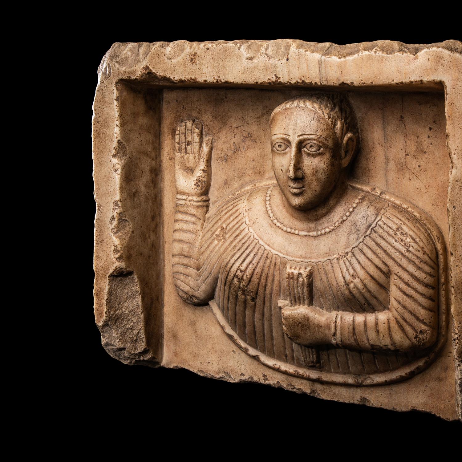 A South Arabian Alabaster Bust of a Wheat Bearer