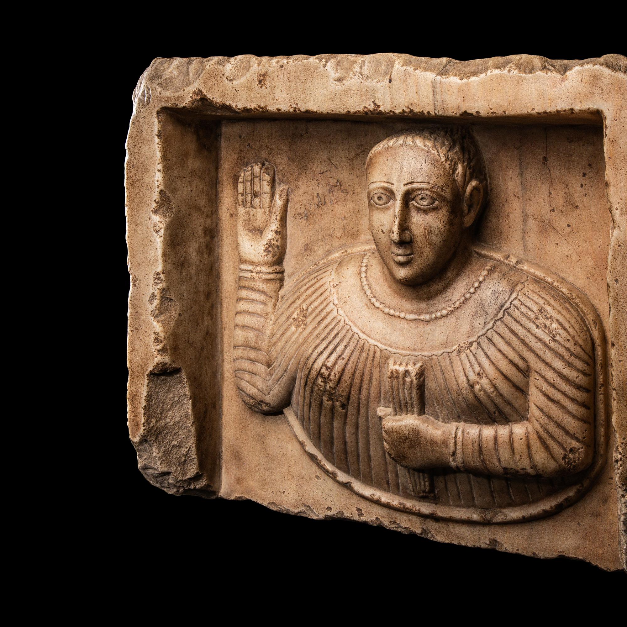 A South Arabian Alabaster Bust of a Wheat Bearer