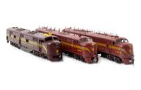 A Group of Three Samhongsa Polychrome HO-Gauge Pennsylvania Railroad Diesel Locomotives