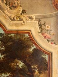 A Continental Painted Canvas Floor Screen Depicting The Judgement of Paris