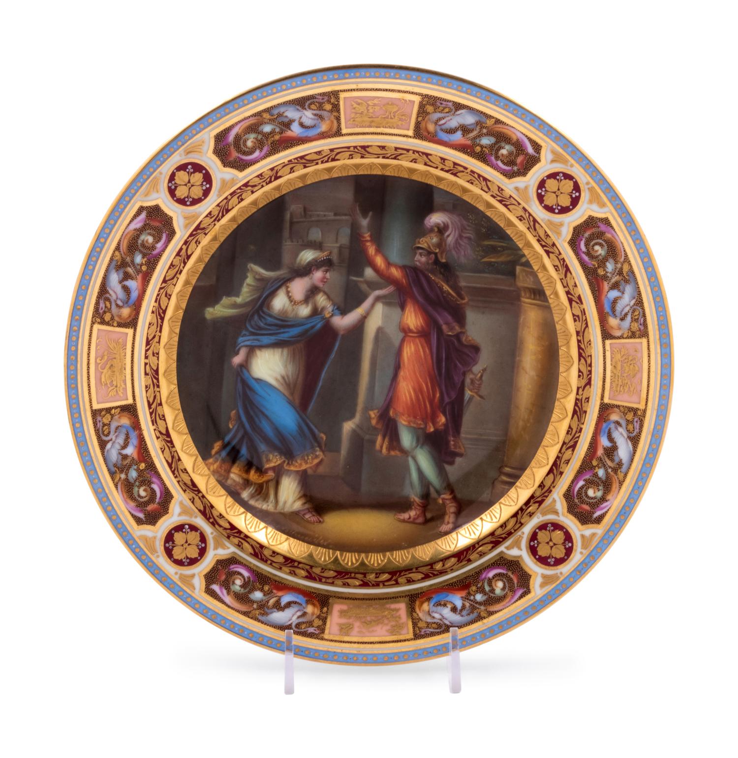 A Vienna Painted and Parcel Gilt Porcelain Cabinet Plate