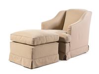 A Canvas Upholstered Club Chair and Ottoman Height of chair 33 x width 28 3/8 x depth 36 inches. — 20TH CENTURY