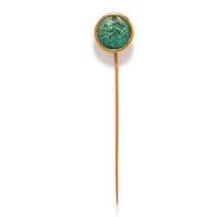 A Roman Plasma Ring Stone with the Gods Venus and Eros — Set in a gold stickpin