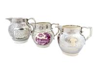 Three Pieces of Silver Luster Staffordshire Pottery