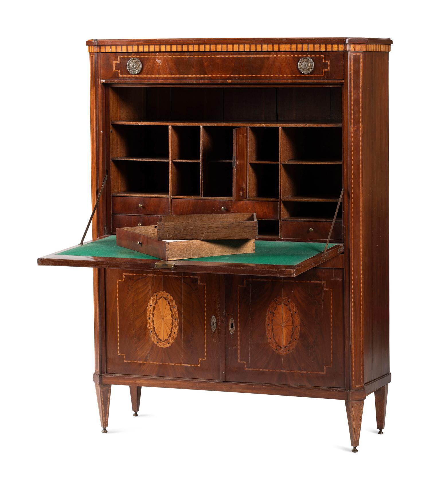 A Regency Inlaid Mahogany Fall-Front Secretary Desk
