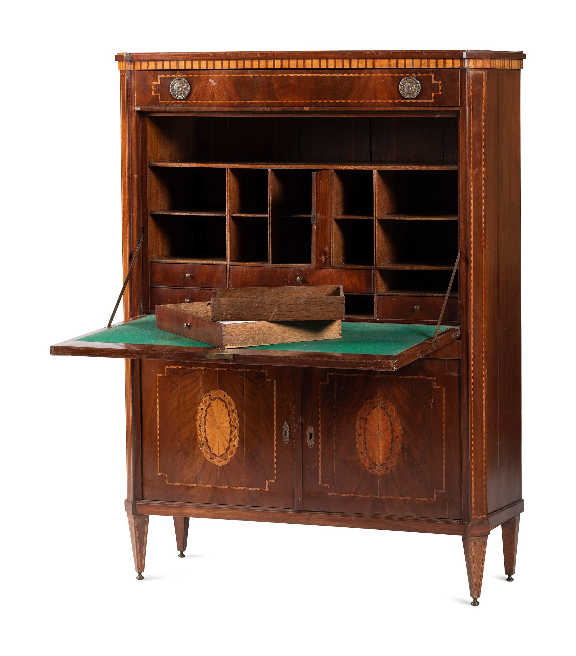 A Regency Inlaid Mahogany Fall-Front Secretary Desk