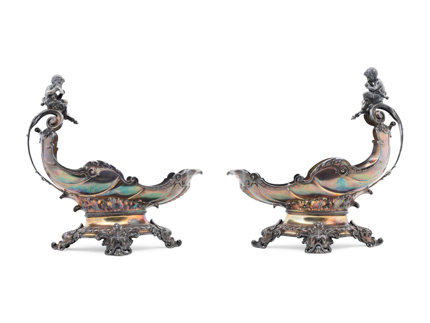 A Pair of Continental Silver-Plate Table Centerpieces
