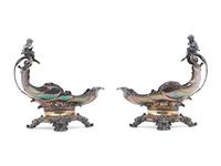 A Pair of Continental Silver-Plate Table Centerpieces