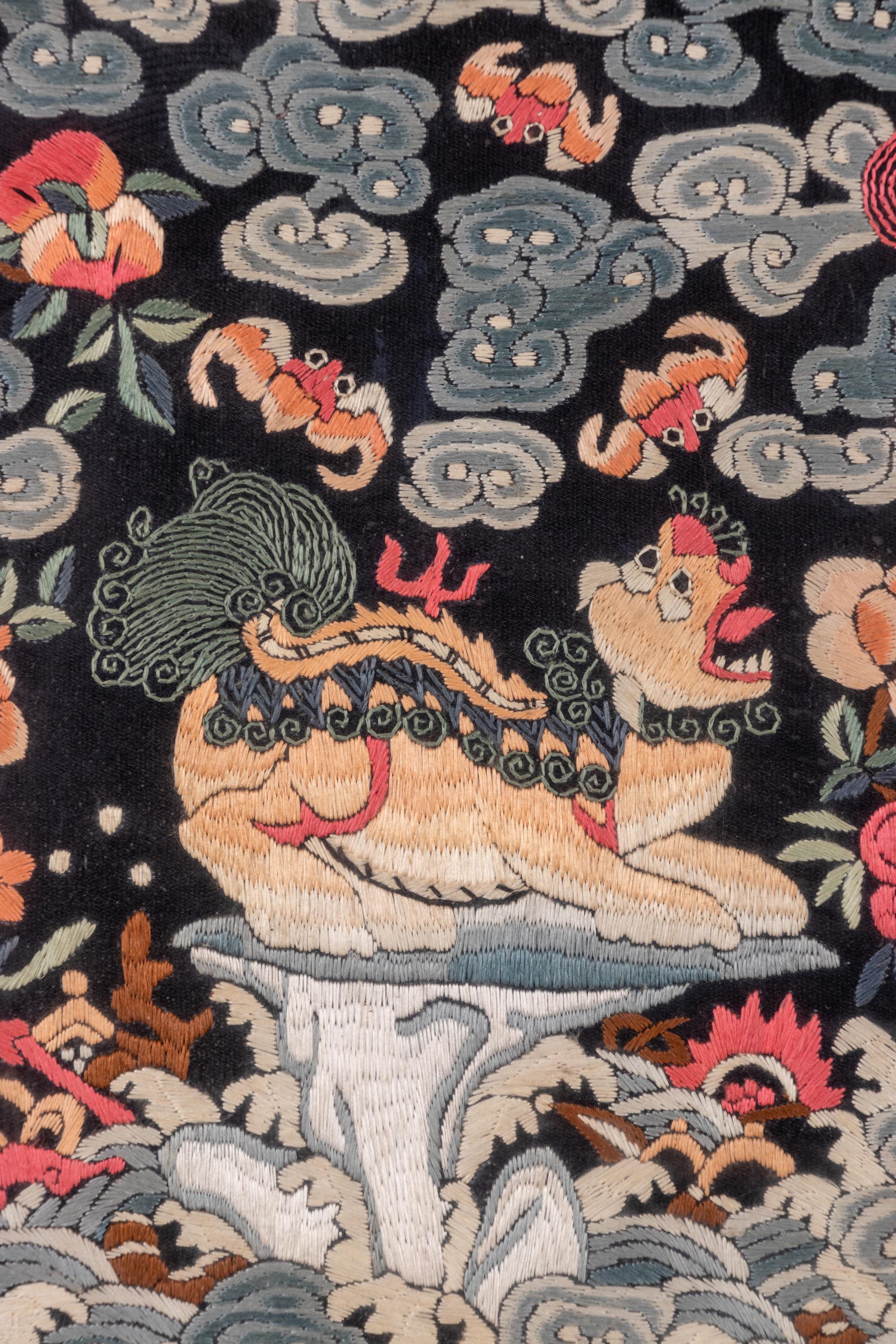 A Pair of Chinese Embroidered Silk Rank Badges