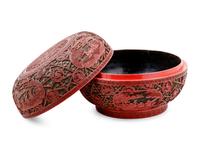 A Chinese Carved Polychrome Lacquer 'Spring' Circular Box and Cover
