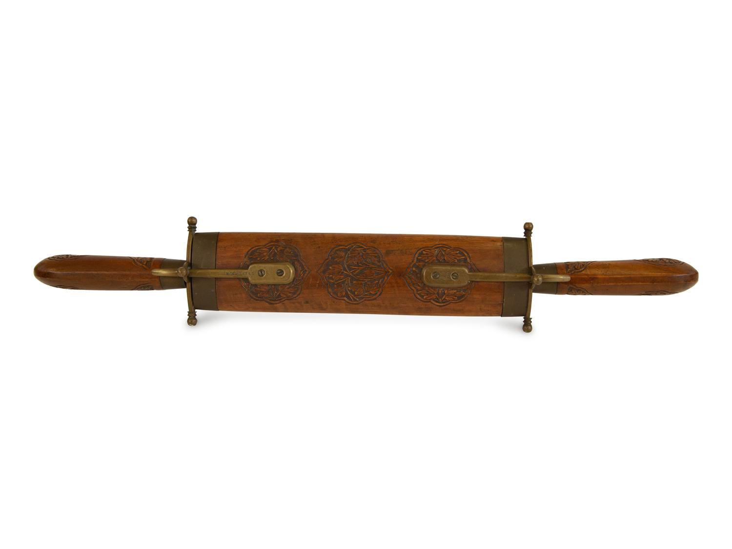 An Indian Carved Hardwood and Brass Dagger and Display Sheath