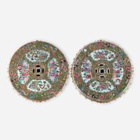 Two Chinese Export Rose Medallion porcelain garden seats 19th century