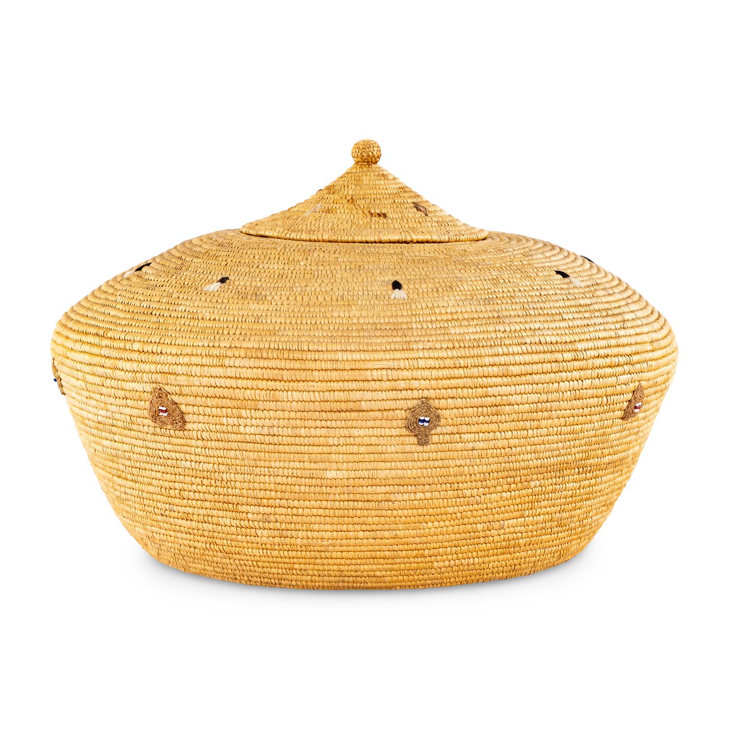 Yup'ik Basket, with Beaded Detailing