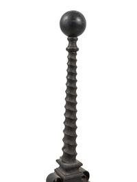 A Pair of Continental Iron Spiral-Twist Ball-Top Andirons