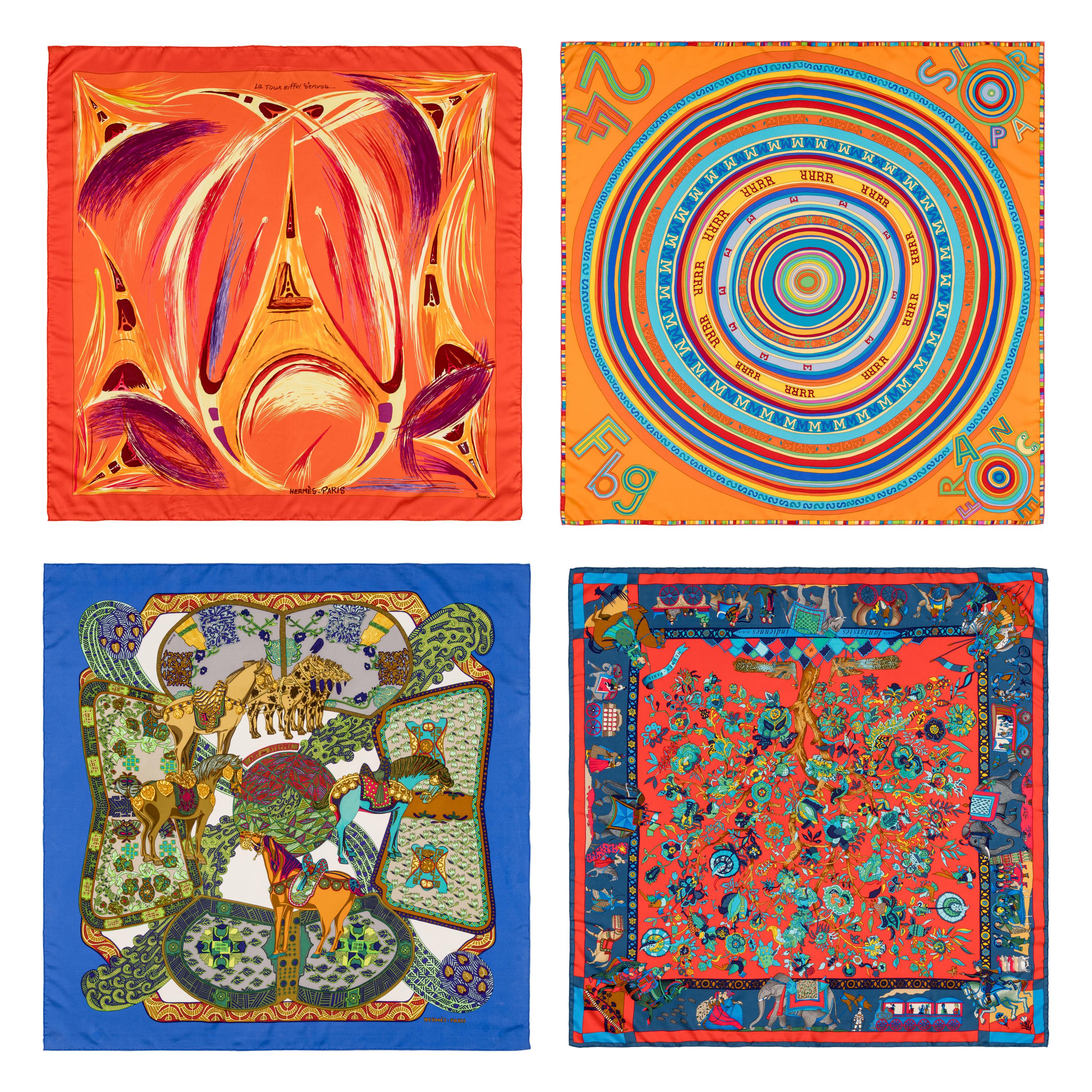 Hermès, Four Silk Scarves 90