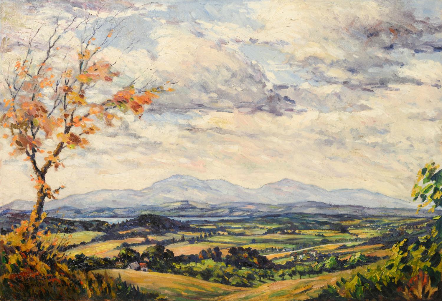 Sweeping Landscape with Tree and Mountains