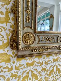 A North Italian Neoclassical Blue Painted and Parcel Gilt Mirror