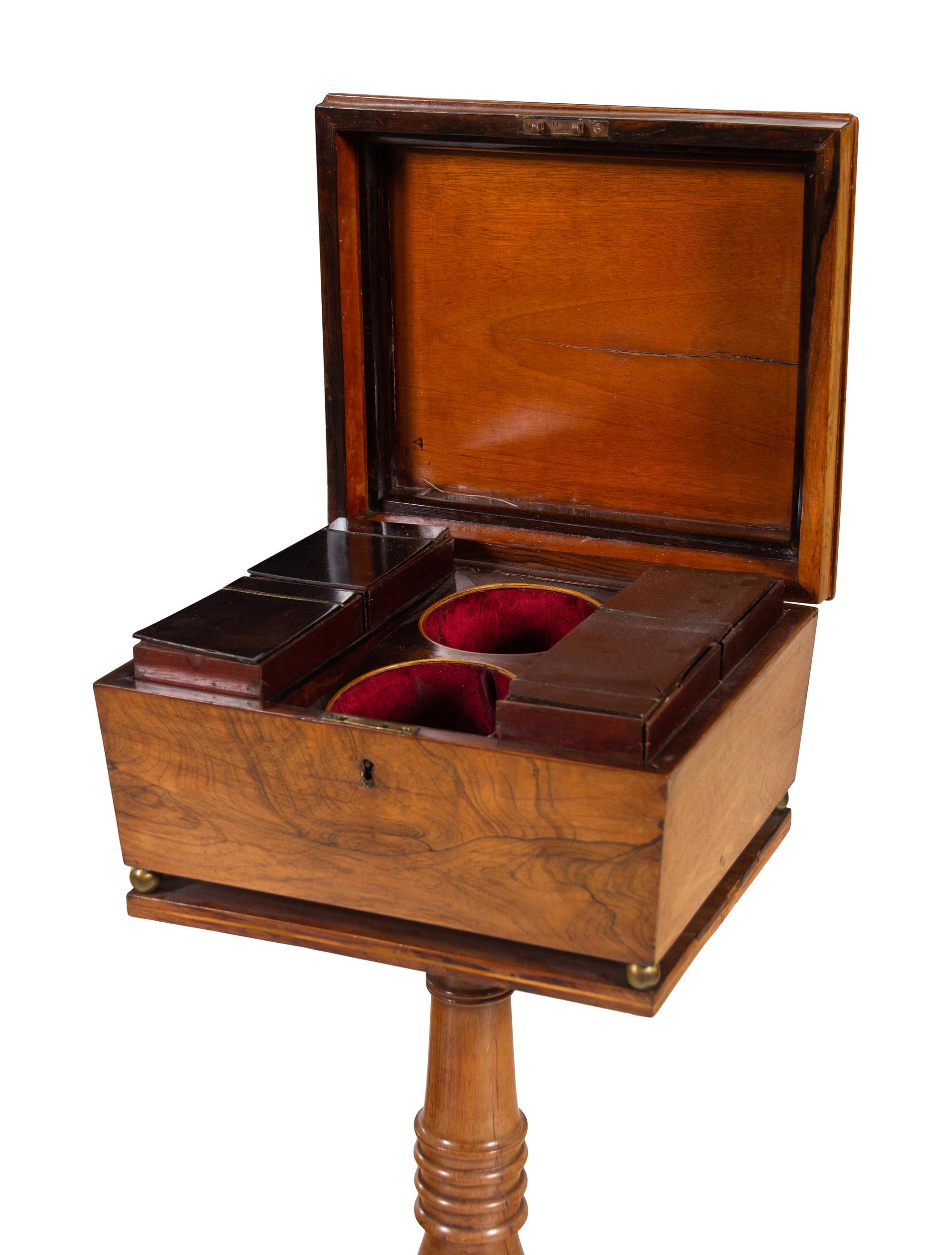 A Regency Walnut Tea Poy