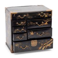 Three Japanese Gilt Decorated Black Lacquered Wares