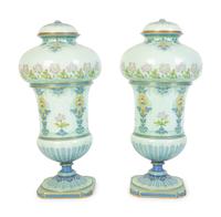 A Pair of Sevres Hard Paste Porcelain Lidded Vases in the Art Nouveau Taste — CIRCA 1893
