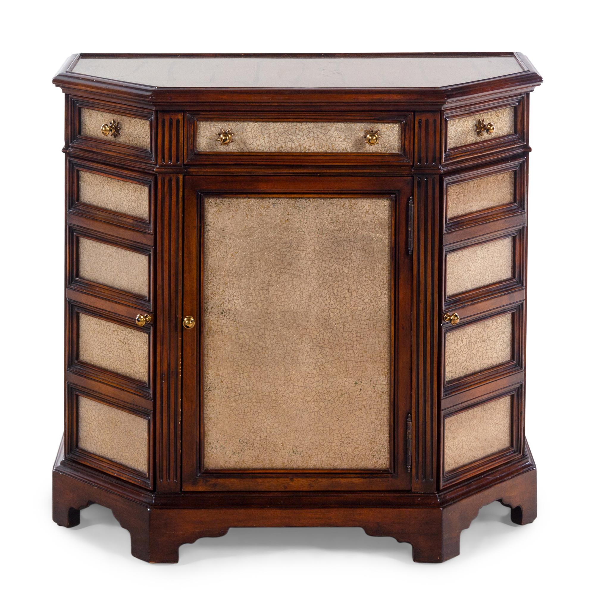 A Theodore Alexander Continental Walnut and Mirror Inset Cabinet