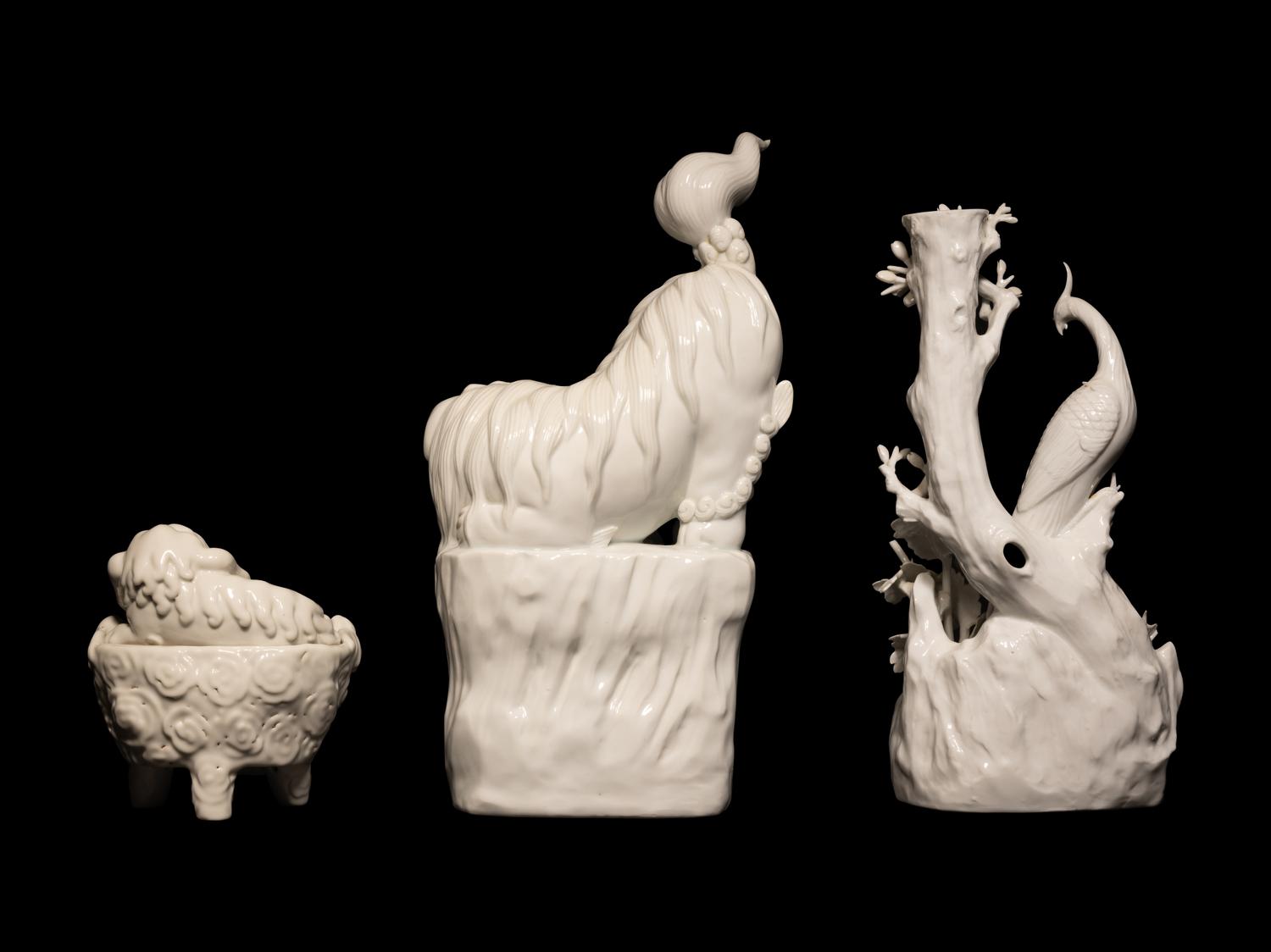 Three Chinese Dehua Blanc-de-Chine Porcelain Animal-form Wares