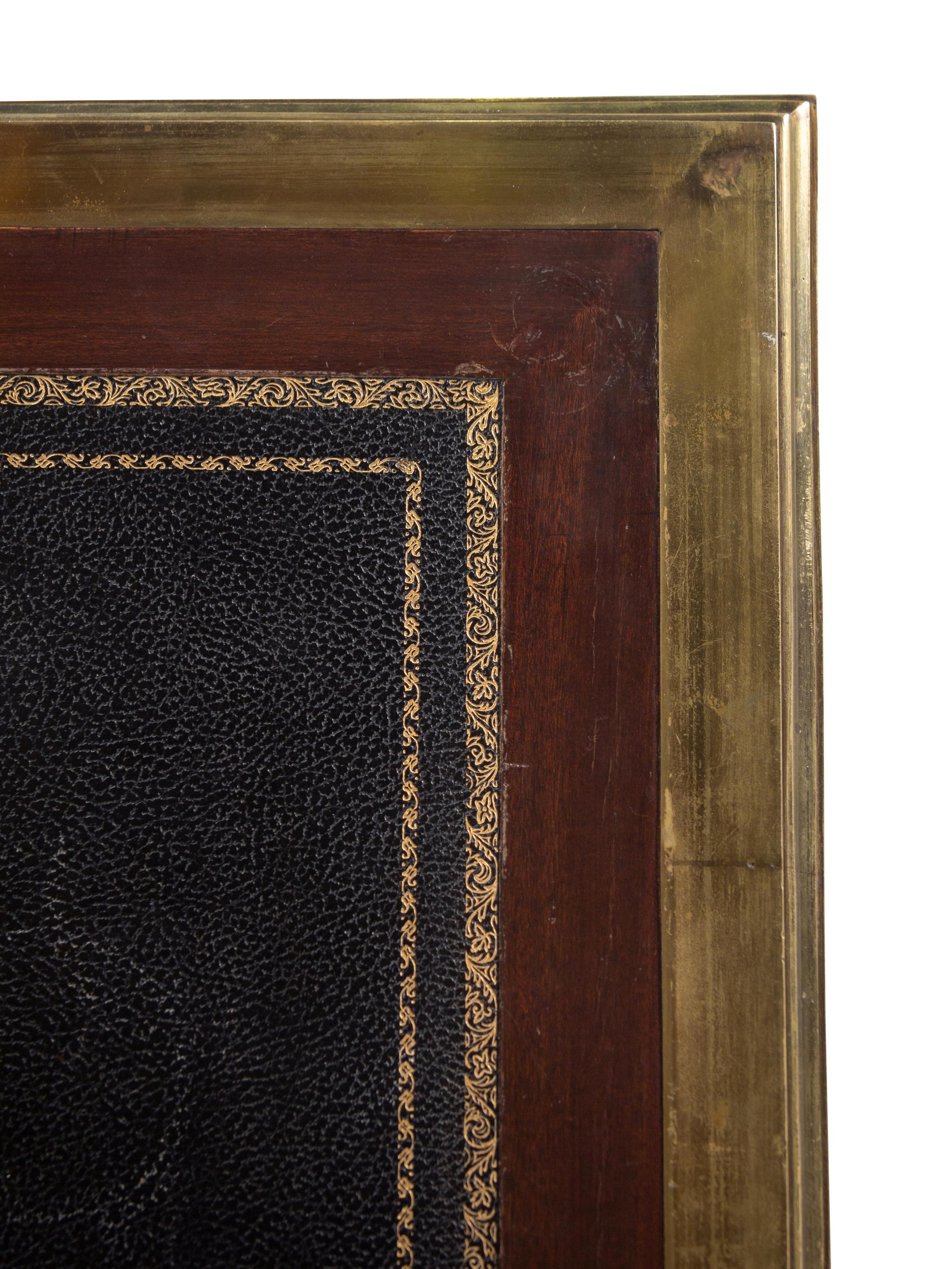 A Louis XVI Style Gilt Bronze Mounted Mahogany Pedestal Desk
