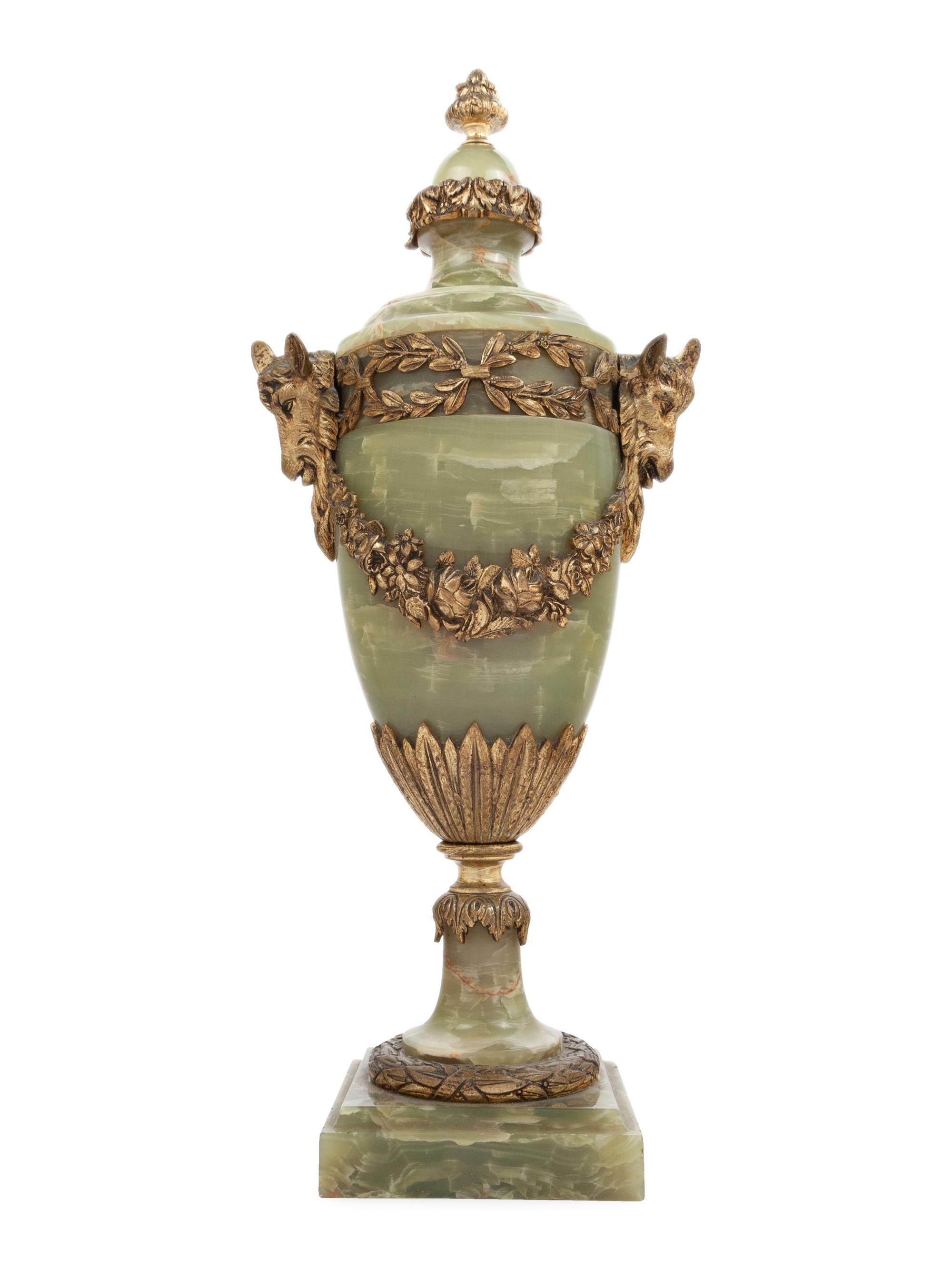 A Gilt Metal Mounted Onyx Urn