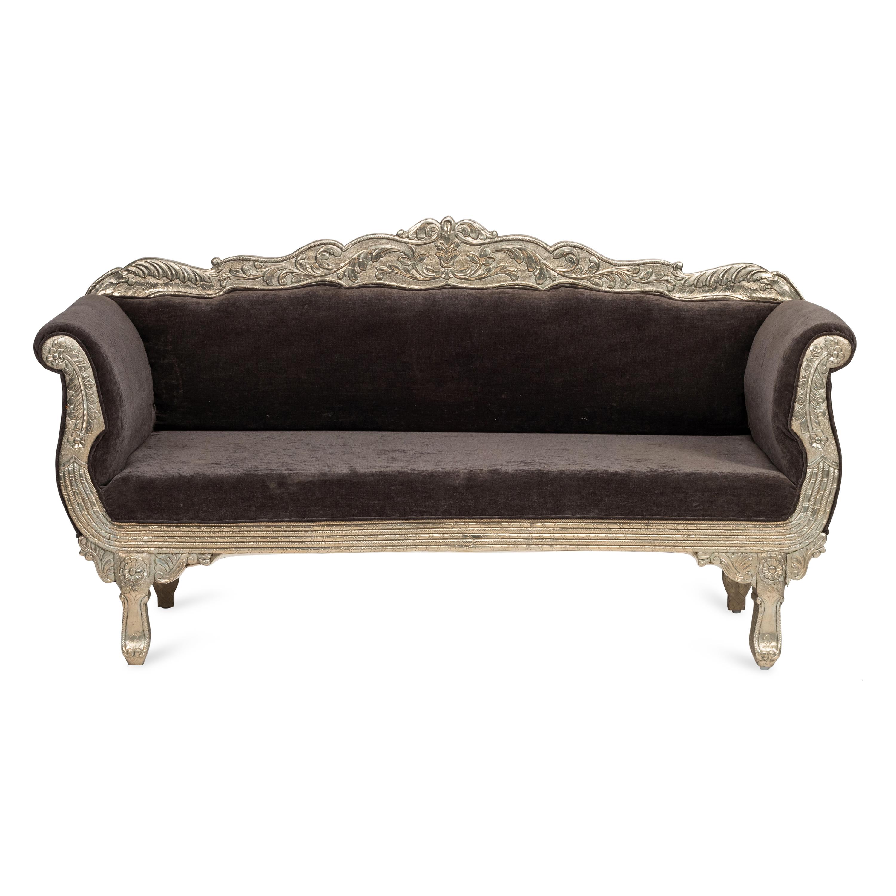 An Anglo-Indian Silvered Metal Repoussé Seating Suite