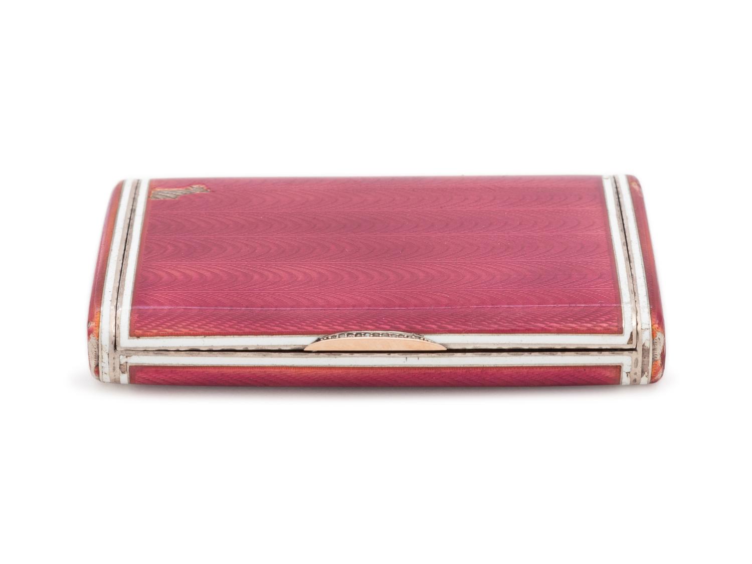 A Russian Silver, Guilloché Enameled and Diamond-Inset Cigarette Case