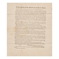 [African-Americana] Bacon, Benjamin C. Autograph Letter, signed on Printed Circular "To the friends of the colored race in the U. States."