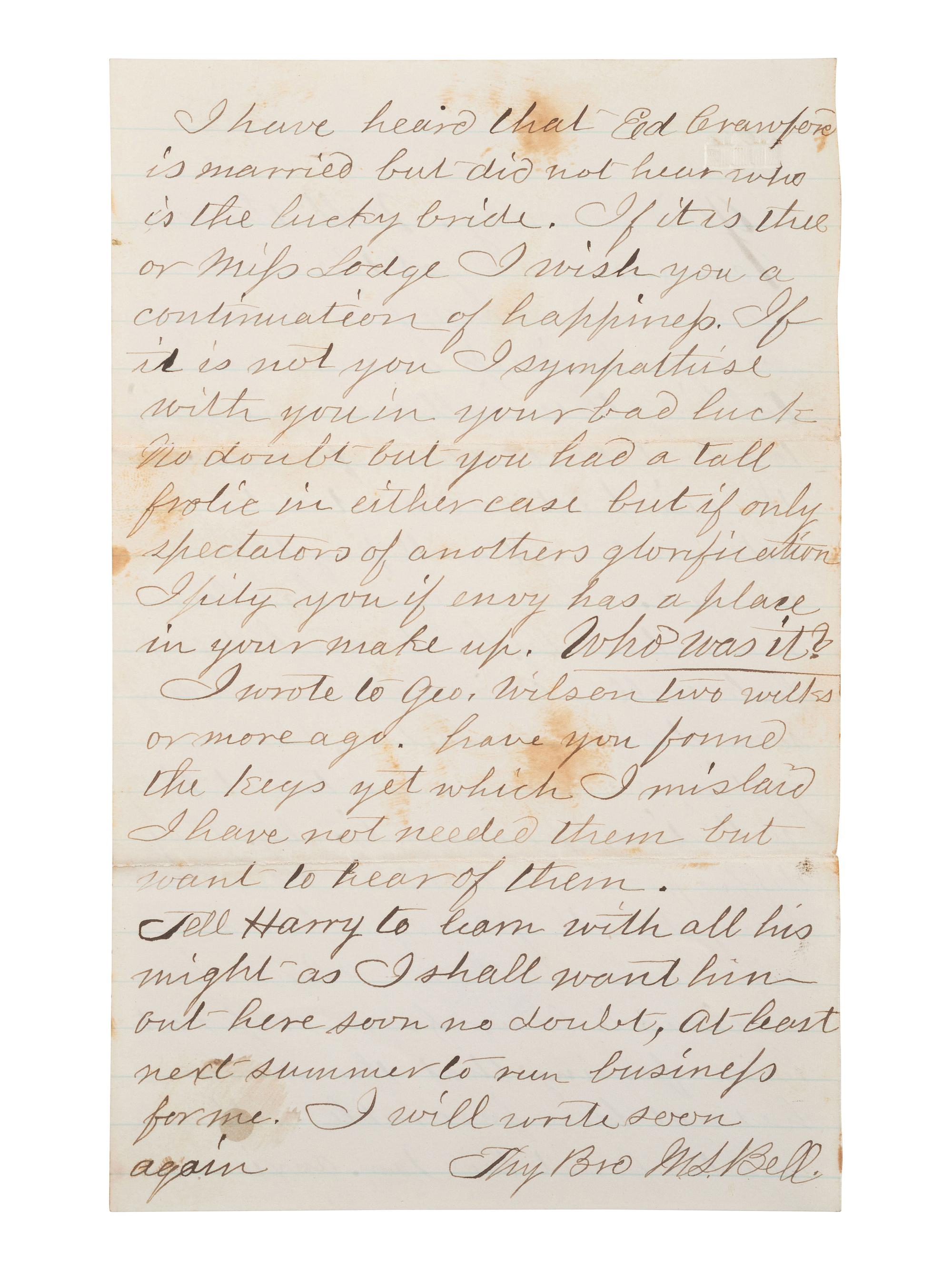 [KANSAS] -- [NATIVE AMERICANS]. 6 page ALS from Fort Lincoln, KS, 18 June 1867.