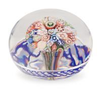 A Baccarat Close Packed Millefiori Mushroom with Blue Torsade Glass Paperweight