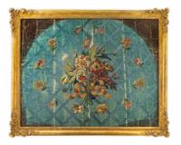 A Continental Hand-Painted Wallpaper Fragment — 19TH CENTURY