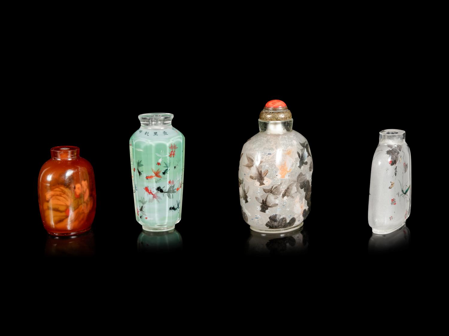 Four Chinese Inside Painted Glass Snuff Bottles