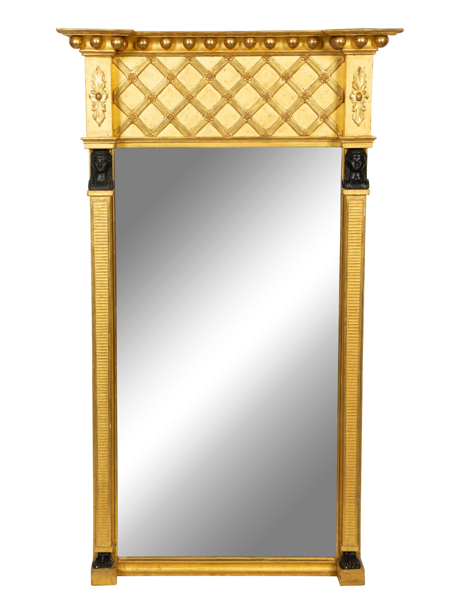 A French Egyptian Revival Giltwood Mirror