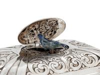 A German Silver and Enamel Singing Bird Automaton Box