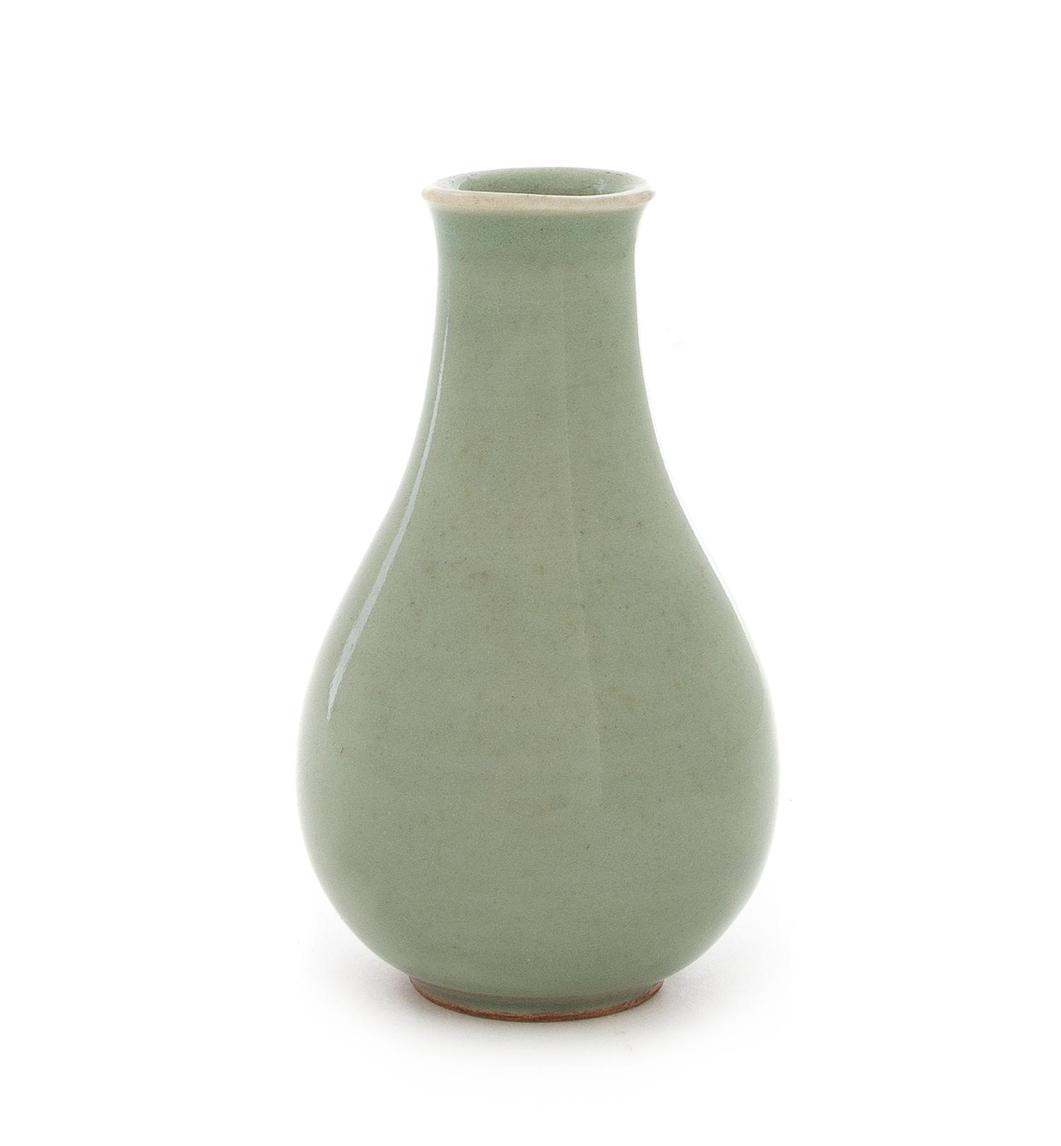 A Small Chinese Celadon Glazed Porcelain Vase Height 4 1/4 inches. — 18TH/19TH CENTURY