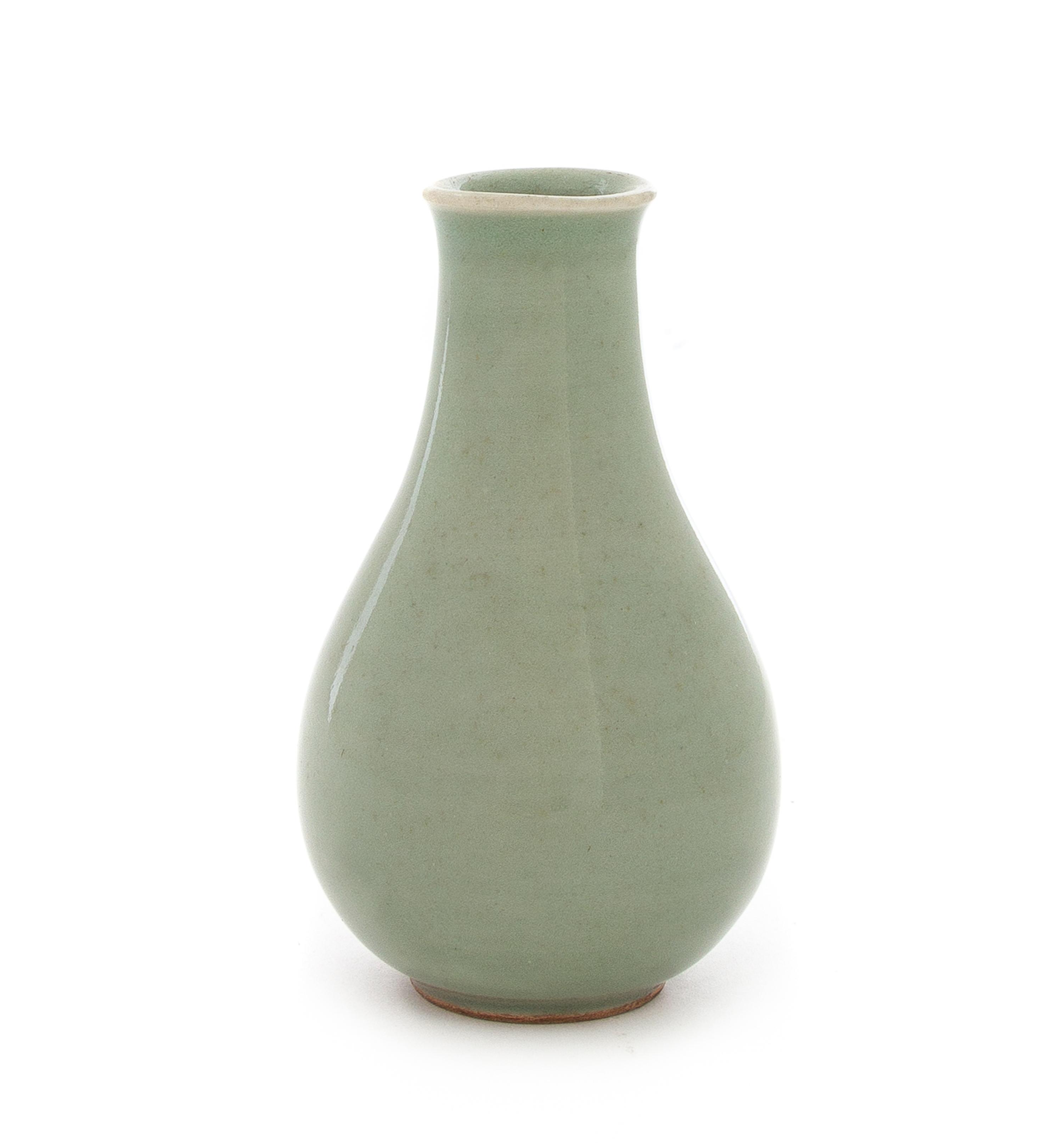 A Small Chinese Celadon Glazed Porcelain Vase Height 4 1/4 inches. — 18TH/19TH CENTURY