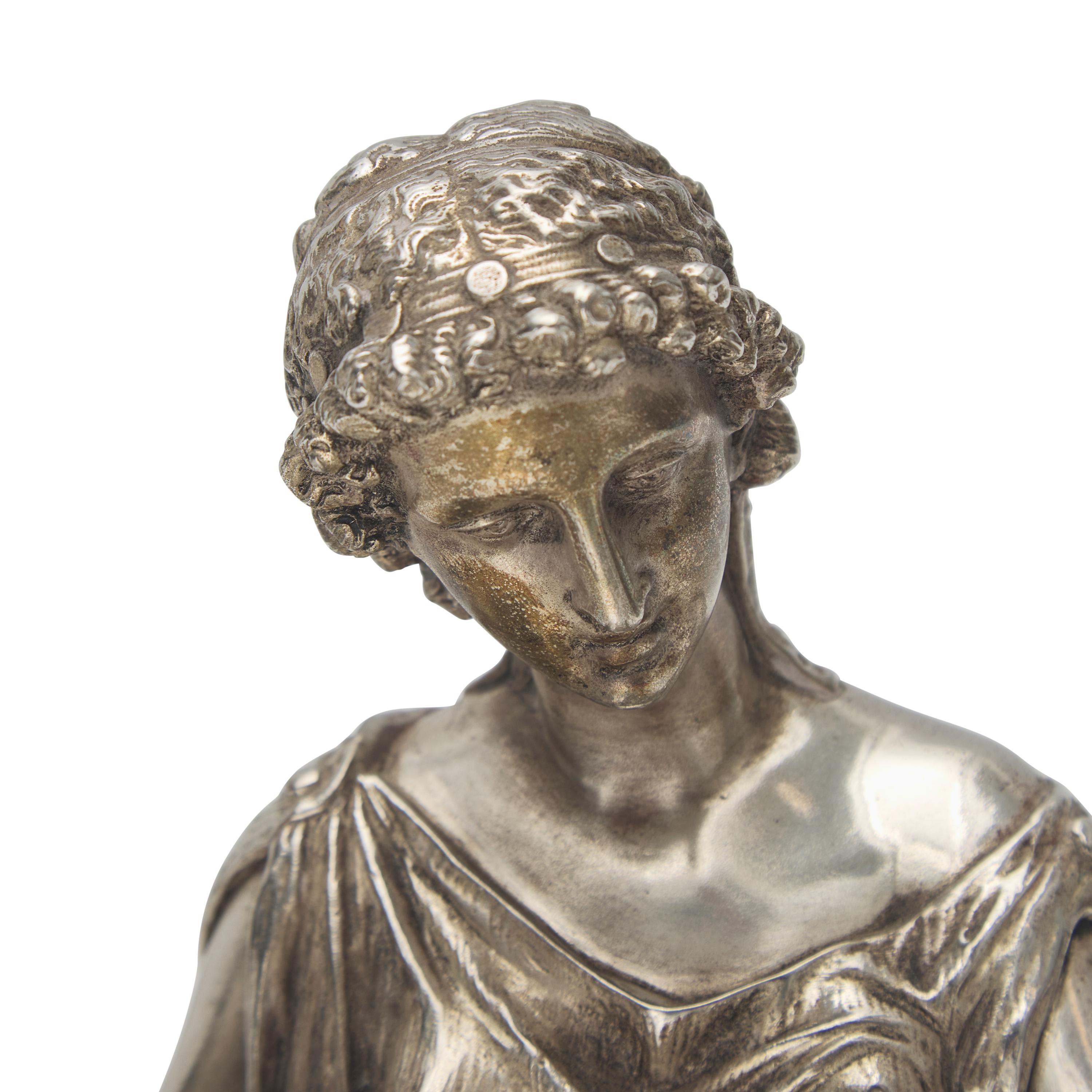 After Anatole J. Guillot (French, 1865-1911), A Bronze Figure of a Neoclassical Seated Lady with Pitcher