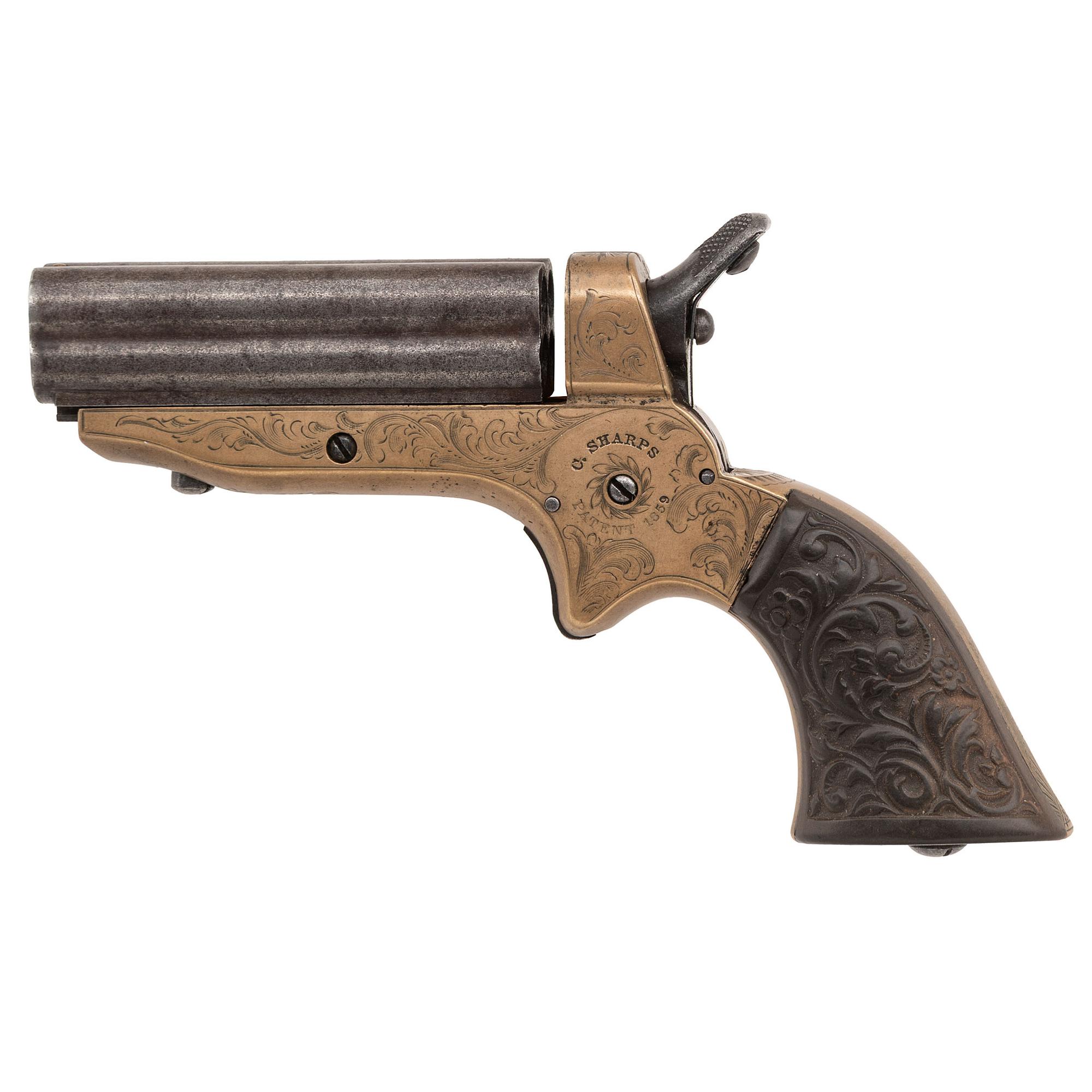 Engraved Sharps Model 1A .22 Four-Barrel Pepperbox