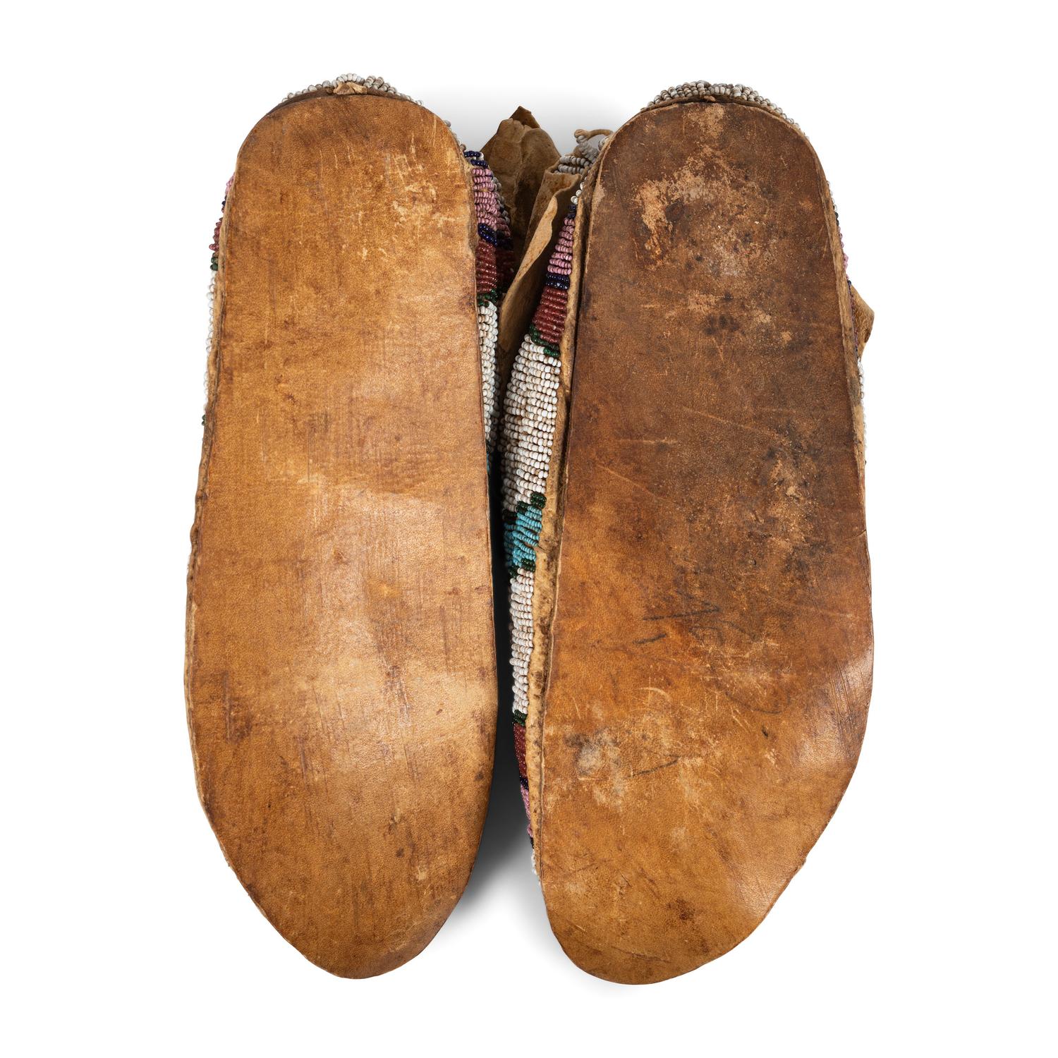 Cheyenne Beaded Hide Moccasins, with Dragonflies