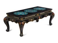 A Chinese Cloisonné-Inset Black Lacquer Low Table