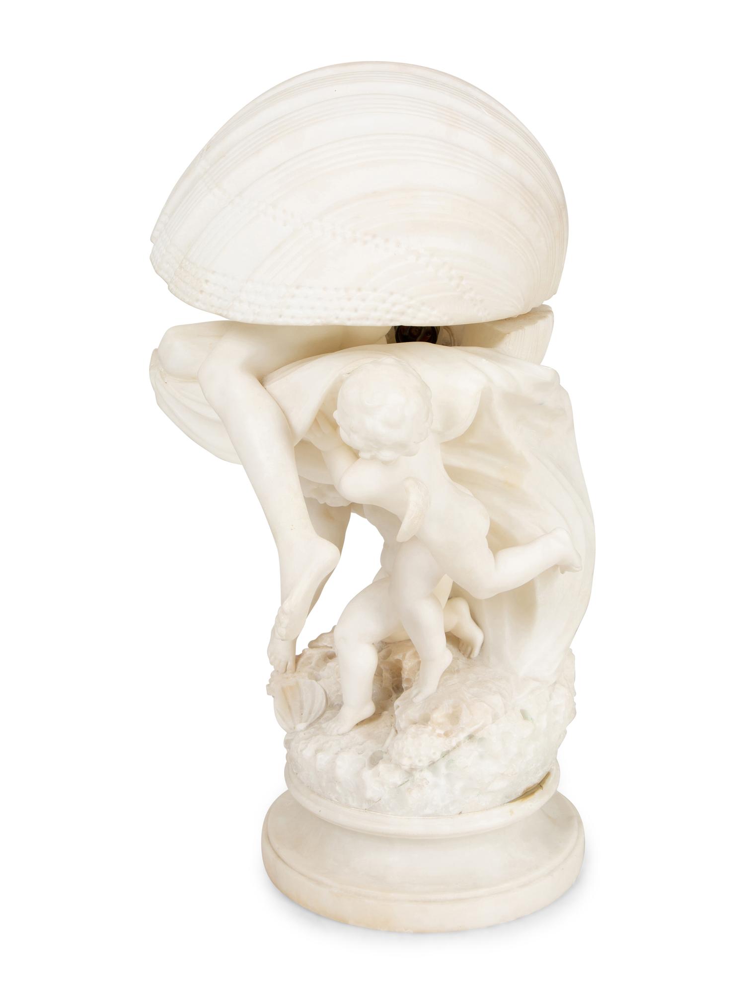 La Perla, a Carved Alabaster Figural Lamp