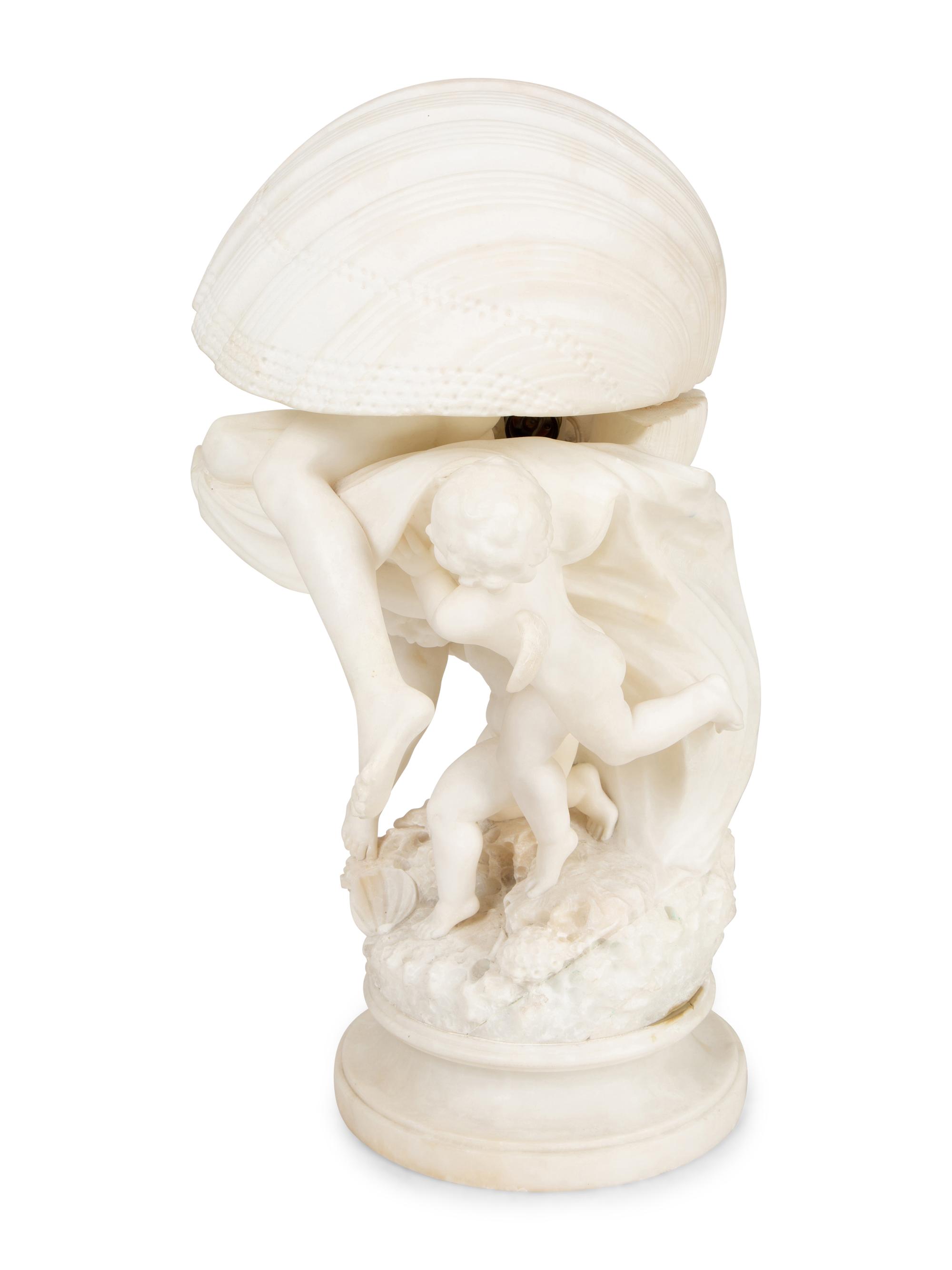 La Perla, a Carved Alabaster Figural Lamp