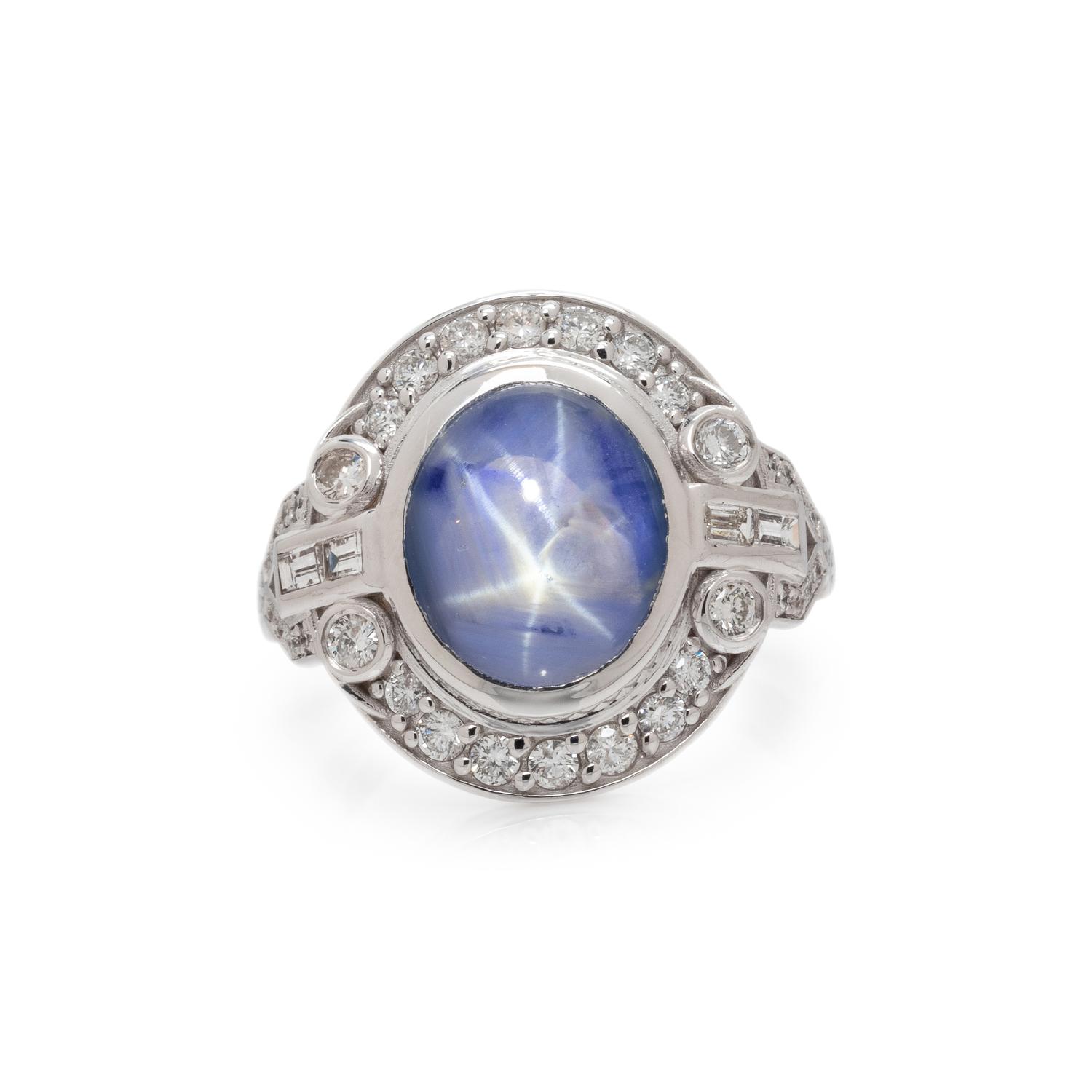 STAR SAPPHIRE AND DIAMOND RING