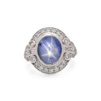 STAR SAPPHIRE AND DIAMOND RING