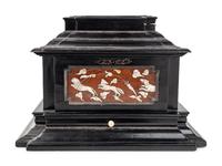 A German Mother-of-Pearl Inlaid Ebonized Jewelry Casket