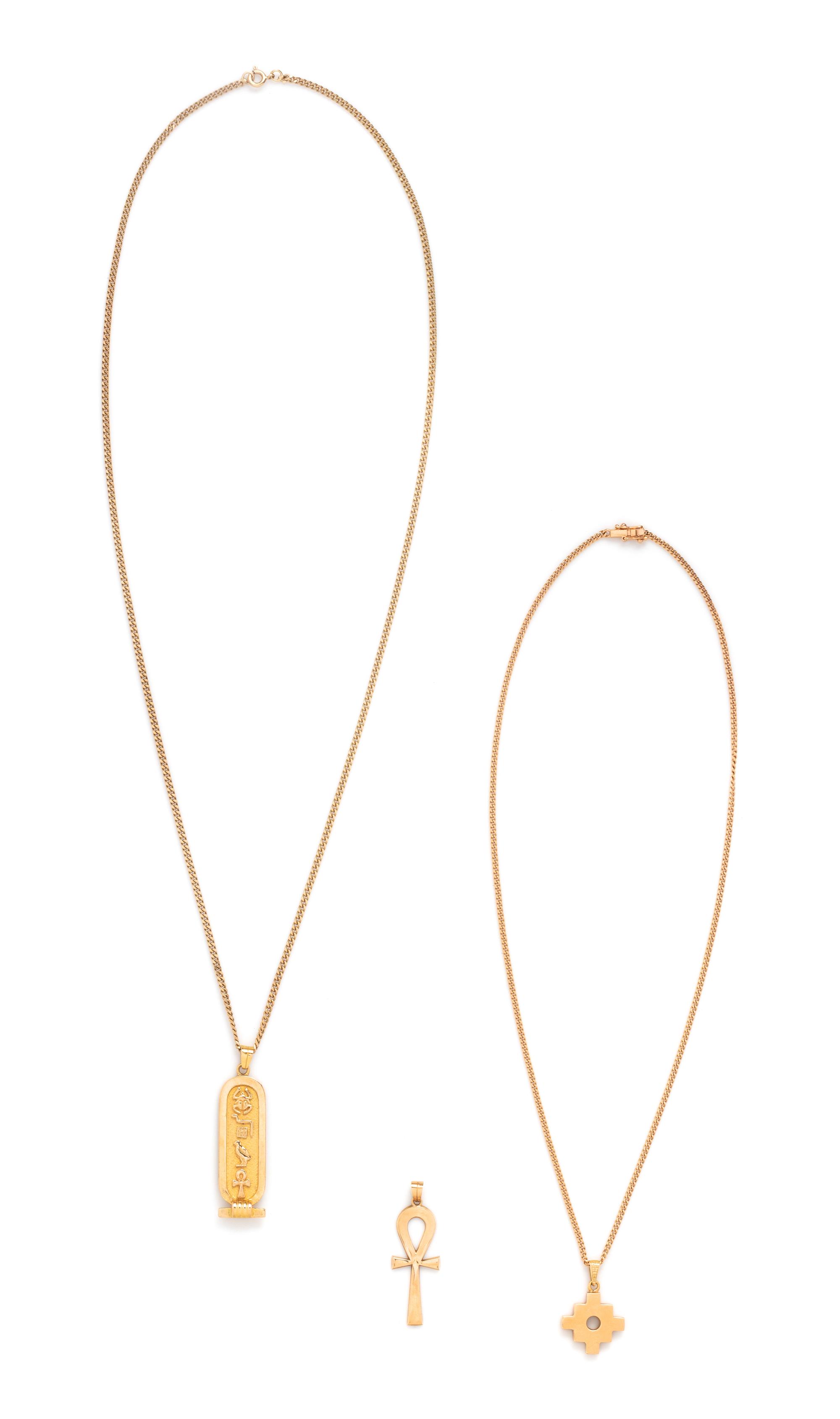COLLECTION OF YELLOW GOLD PENDANT NECKLACES