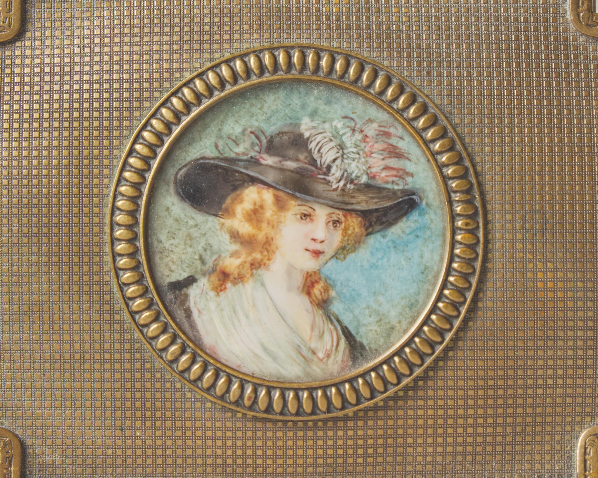 A French Gilt Bronze Jewelry Box Inset With Portrait Miniature